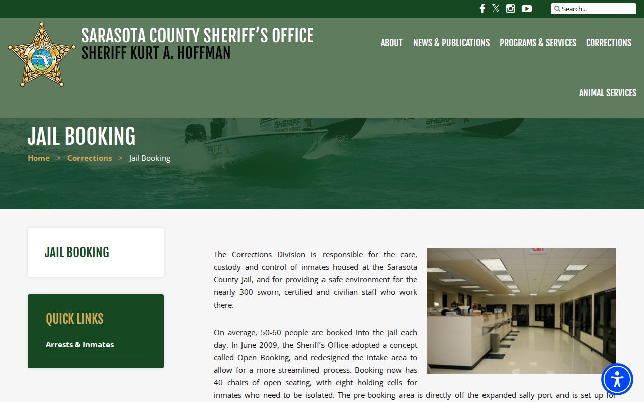 Sarasota County Correctional Facility Open Booking workflow