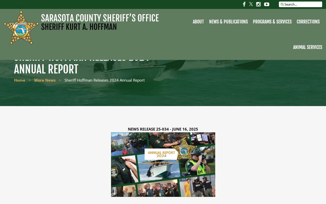 Sarasota County Sheriff annual report announcement