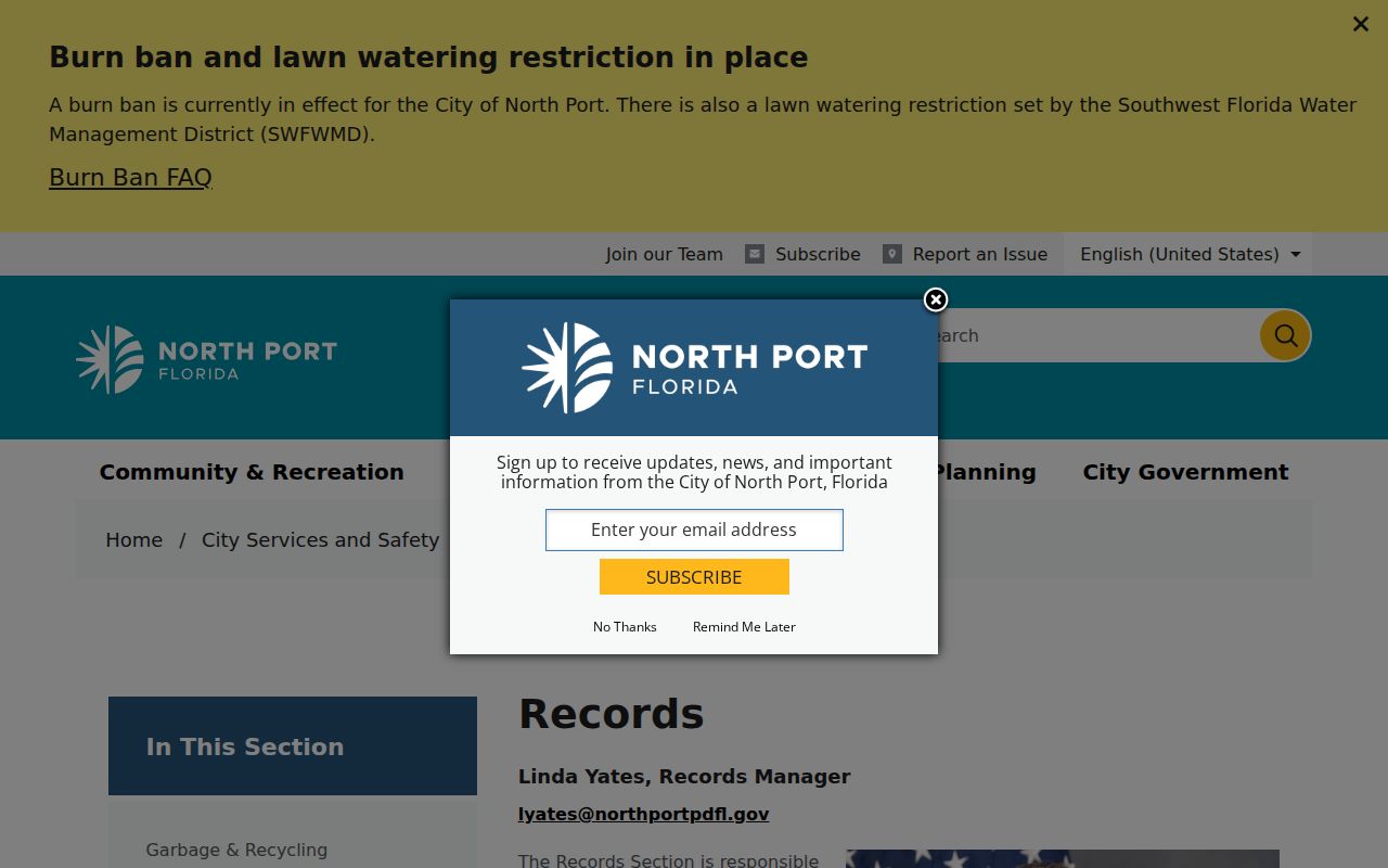 North Port Police records request methods and public hours