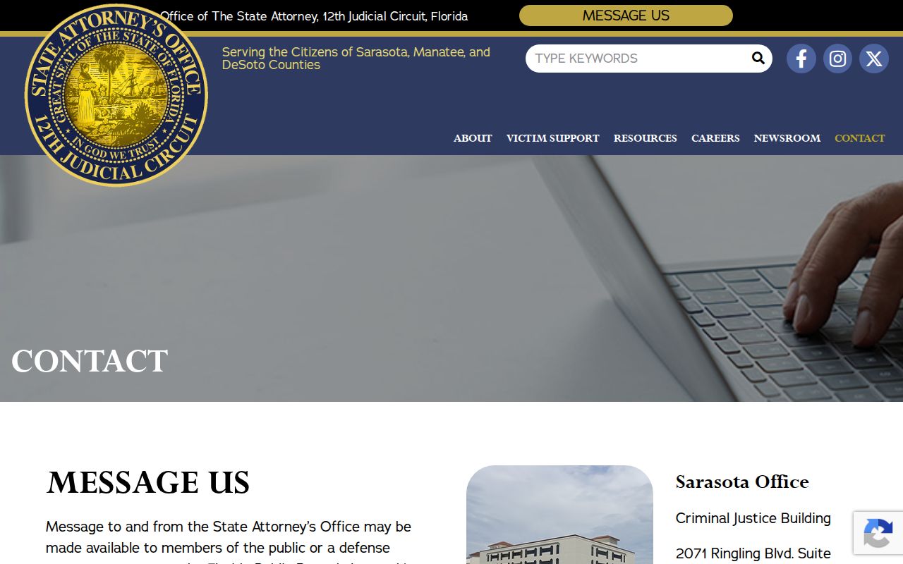 Twelfth Judicial Circuit State Attorney Sarasota County contact page
