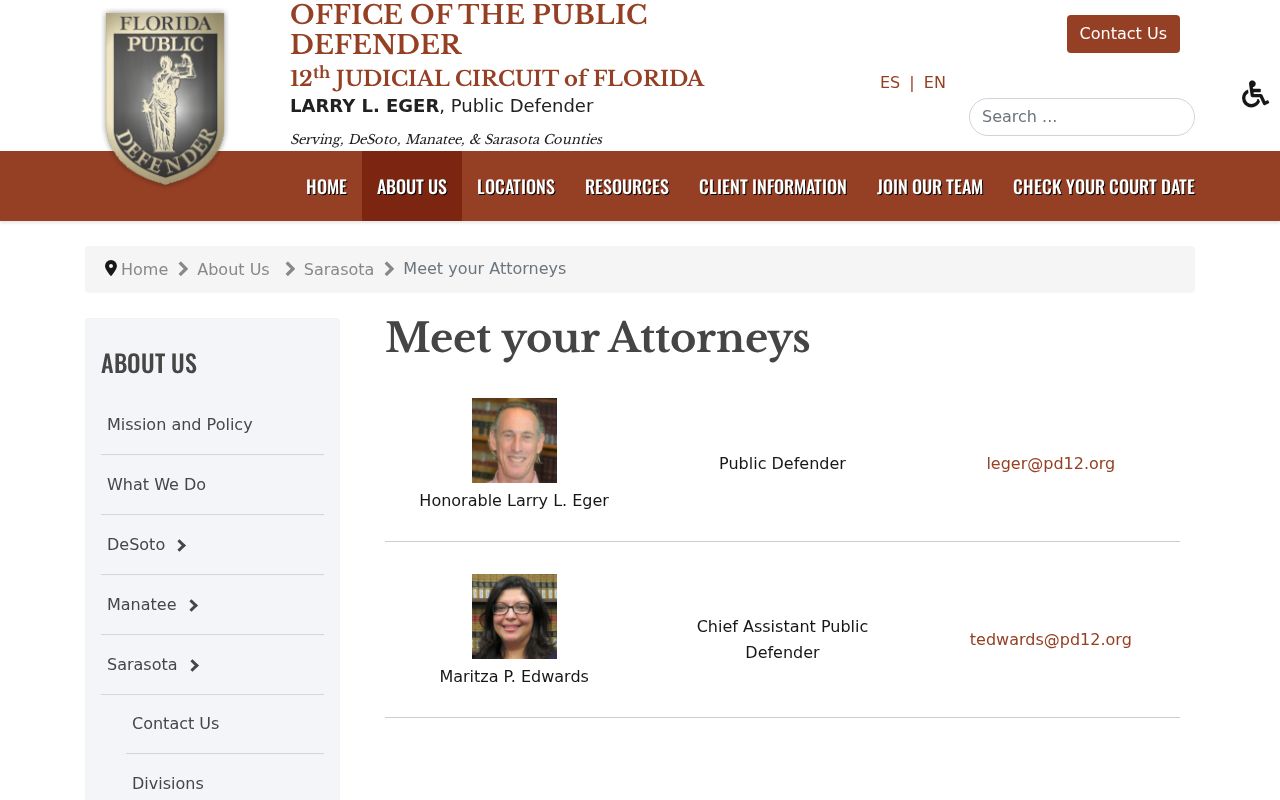 Twelfth Judicial Circuit Public Defender Sarasota office page